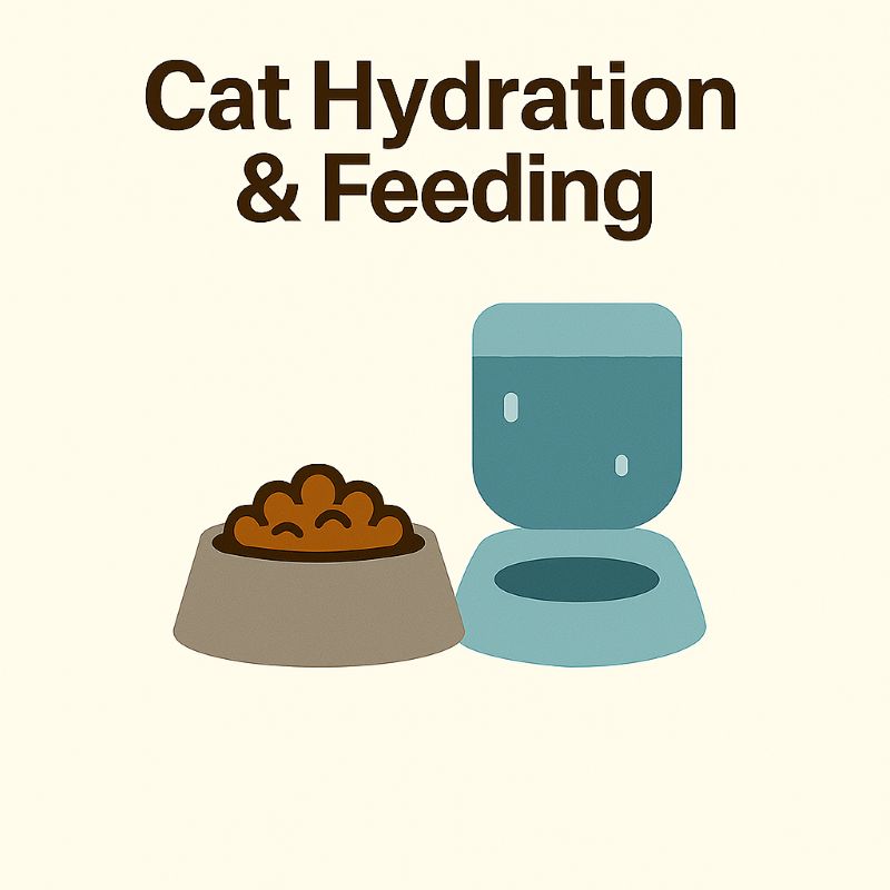image of cat food bowl and water bottle